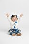 Penguin Badi with Tie, Trousers, Hat Combed Cotton Set MNK0587 BLUE