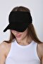 Black Lycra Tennis Visor Women's Hat - 3