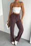 Lace-Up Elastic Waist Striped Palazzo Gabardine Women's Trousers 1205 -Form Series - 7