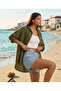 Oversized Linen Textured 100% Cotton Single-Pocket Loose Shirt - 3