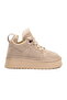 Beige Suede Fleece Pack Lace-Up Women's Flat Boots - 2