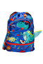 Dinosaur Patterned Blue Ruched Kindergarten Bag Grade