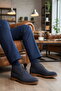 Navy Blue Lace-Up Genuine Leather Men's Classic Boots - 3