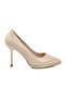 Beige Heeled Women's Evening Dress Shoes - 2