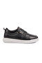 Black White Genuine Leather Men's Sneakers