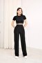 Women's Modal Fabric Crew Neck Short Sleeve Cropped Bottom Top Set - 4