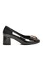 Black Patent Leather Women's Heeled Shoes - 2