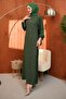 Green Crew Neck Stone Embroidered Evening Dress - 4