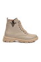 Beige Lace-Up Zippered Fleece Women's Worker Boots - 2