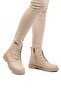 Beige Lace-Up Zippered Women's Heeled Boots