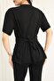 Women's Modal Fabric Crew Neck Tie Detail Short Sleeve Top and Bottom Set - 7