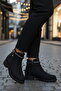 Black Emerald Zippered Women's Heeled Boots - 3