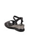 Black Women's Wedge Heel Sandals - 4