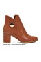 Tan Slim Fit Women's Heeled Boots with Fleece Inside and Zipper - 2