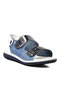 Navy Blue White Denim Boy's Flat Sandals - 3