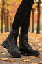 Black Emerald Lace-Up Zippered Women's Worker Boots - 3