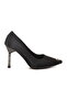 Black Satin Women's Heeled Shoes - 2