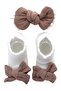 - Anika Socks & Ribbon Bow Headband Set - Brown