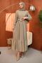 Khaki Belted Dress Tulle Detail - 3