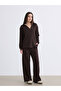 Soulife Brown Petite Women's Sweatpants with Elastic Waist
