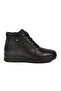 Black Genuine Leather Zippered Women's Flat Boots - 2