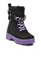 Black Lilac Fleece-Lined Girl's Flat Boots - 3