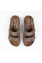 Daily Men's Slipper Soft Leather Orthopedic Anti-Sweat Non-Slip Sole Buckled Sea Pool Outdoor - 4