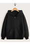 Astronaut and Planet Printed Black Hooded Long Sleeve Zippered Sweatshirt-Cardigan Unisex - 3
