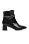 Black Patent Leather Polyurethane Women's Heeled Boots