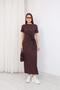 Women's Modal Fabric Crew Neck Dress with Tie Detail and Short Sleeves - 7