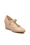 Beige Women's Wedge Heel Shoes - 4