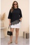 Women's Plus Size Crew Neck Short Sleeve Soft Modal Fabric Cross Lace Detailed Stretchy Blouse 26200 - 3