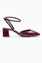 Women's Patent Leather Heeled Shoes Croco Patterned Helmeted Helina Claret Red - 2
