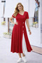 Women's Asymmetrical Collar Button Detailed Viscose Midi Dress - 2