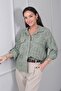Women's Italian Clover Pattern Embossed Embroidery O Oversized K Linen Shirt - 2