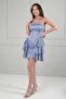 Women's Degaje Collar Rope Strap a Lined Skirt with Side Ruffles S Glittery Short Dress - 2