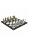 Luxury Metal Chess Set Chrome Plated Ottoman Vs Byzantine Armies – Black Marble Patterned Board 20 cm - 2