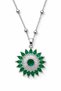 Silver Color Green Stone Sun Model Ball Chain Steel Necklace - 2