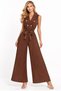 Women's Elegant Sleeveless Pleated Wide Leg Jumpsuit with Belt