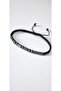 Hematite Look Cylinder and Round Beaded Black Braided Men's Bracelet - 2