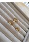 Women's Gold Zircon Stone Pyramid Textured Hoop Earring Combination - 3