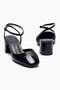 Women's Patent Leather Heeled Shoes Croco Patterned Helmet Helmeted Helina Black - 3