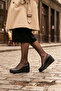 Matiz Black Perforated Genuine Calf Leather Leather Si Round Toe Wedge Heel Casual Shoes - 2