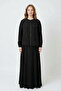 Front Zipper Beaded Detailed Bat Sleeve Bolero Dress Set 940 Black