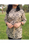Premium beige cotton top/ blouse with black floral prints for women- perfect for office/ casual wear