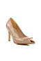 Beige Patent Leather Thin Heeled Women's Evening Dress Shoes - 3