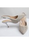 Park Moda Stone Detailed Closed Toe Heeled Women's Shoes Silver - 4