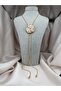 Adjustable Long Gold Women's Necklace with Flower Figures