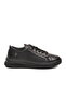 Black Lace-Up Leather Women's Sneakers