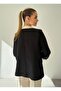 Contrast Color Paneled Blazer Jacket Palazzo Pants Cream - Black Women's Suit - 6